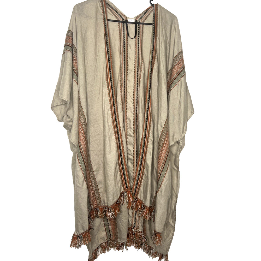 Women's Shawl Poncho Wrap Fringe Embroidered Boho Chic One Size Fits Most